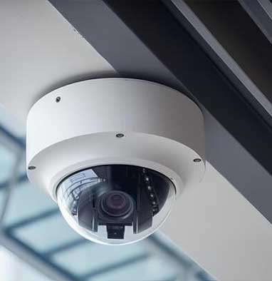 Close-up of a dome CCTV camera